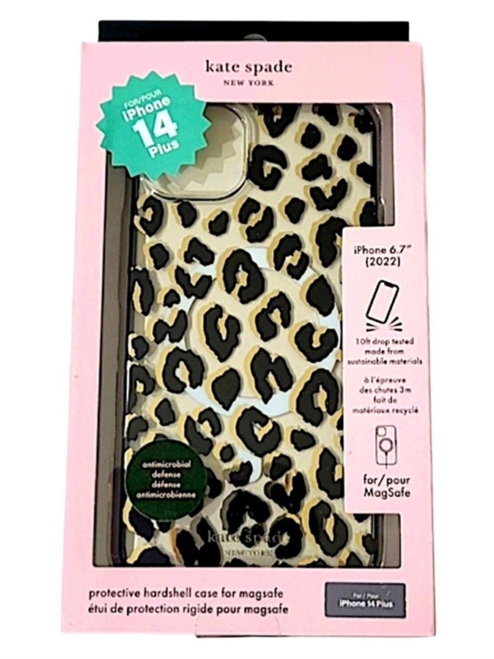 kate spade Leopard Print iPhone 14 Plus MagSafe Case - Cream & Black